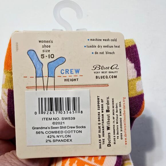 Blue Q This Grandma Has Seen Some Sh*t Socks Crew L Size Women's L 5-10 - Picture 6 of 6